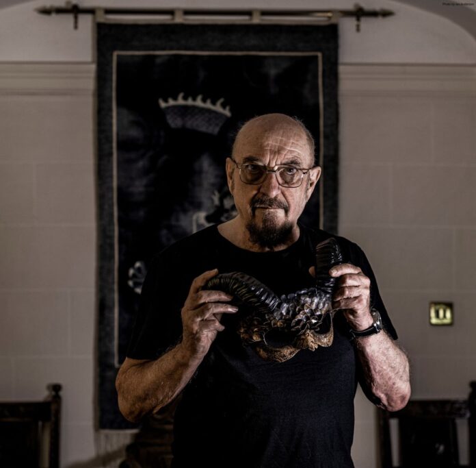 Ian Anderson Jethro Tull - holding mask corridor colour photo by Ian Anderson